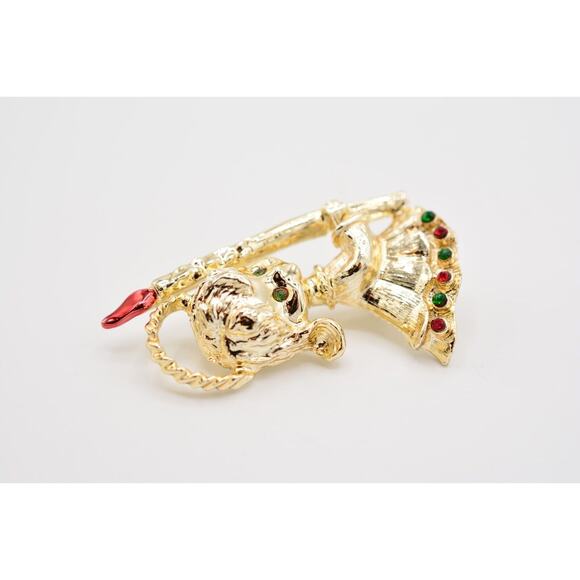 Tancer II Vintage Christmas Angel Pin Brooch Enamel Gold Holiday Signed BinAJ - Picture 8 of 12